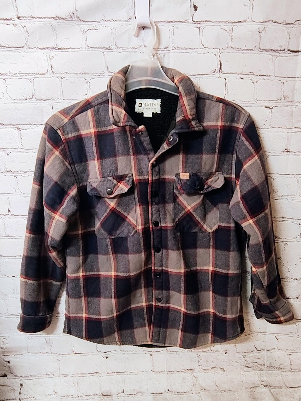 Matix Plaid Sherpa Workwear Snap Button Large Shirt Shacket